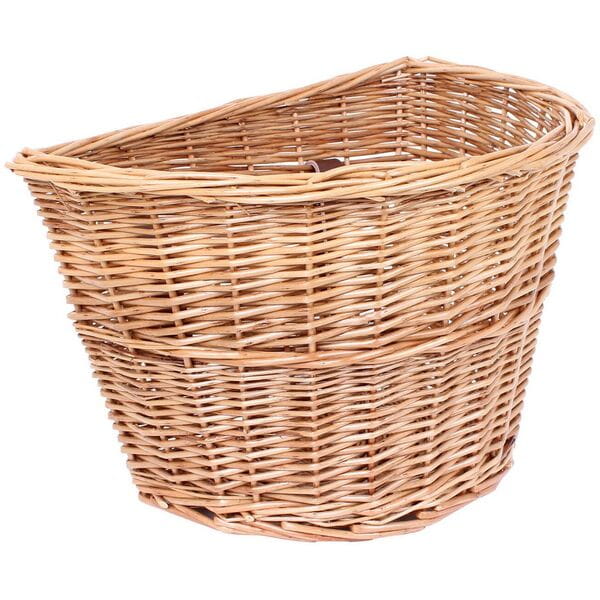 D-Shaped Wicker Basket with Leather Straps - Stylish and Durable for Various Uses