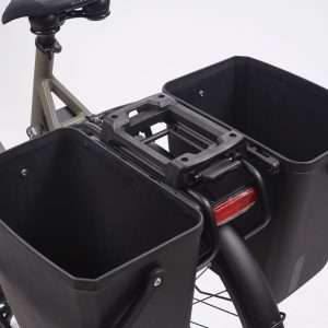 CARRY SIDE Triple-X Box – 22 Litre – Black – Robust Side-Mount Cargo Crate with Locking Handles – Blue Door Bicycles 6 Rear view of CARRY SIDE Triple-X Box 22 Litre in black