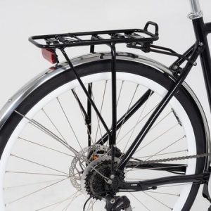 City AVS Adjustable Rear Disc Pannier Rack – Black – Fits 24-29" Wheels, 25 kg Capacity – Blue Door Bicycles 5 City AVS Adjustable Rear Disc Pannier Rack in black mounted on bike
