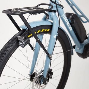 Columbia Road Large Electric Bike Blue Front View with Rack and LED Light