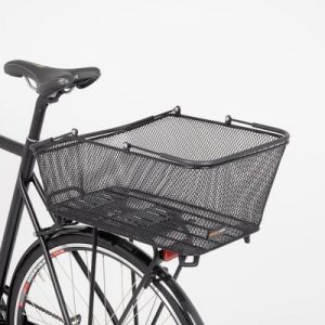 DAILY AVS 28 Litre Steel Basket - Classic Bicycle Storage with AVS System, Easy Attachment, Durable 6 DAILY AVS 28 Litre Black Basket mounted on commuter bicycle