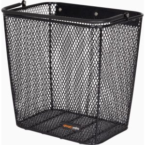 DAILY SIDE Triple-X Basket, 26 Litre - Sturdy Steel, Easy Mounting, Comfortable Handle, AVS Pannier Rack Compatible 4 Front view of DAILY SIDE Triple-X 26 Litre Black Steel Basket