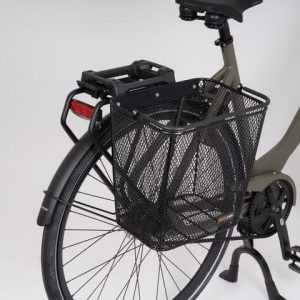 DAILY SIDE Triple-X Basket, 26 Litre - Sturdy Steel, Easy Mounting, Comfortable Handle, AVS Pannier Rack Compatible 6 DAILY SIDE Triple-X 26 Litre Black Basket mounted on commuter bicycle