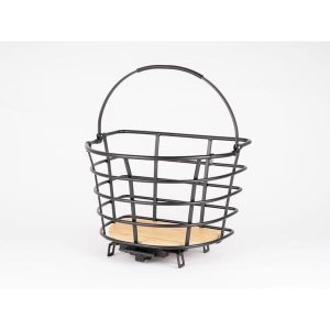 Modern Alloy & Bamboo Basket with AVS, 24.5 Litre – EPIC CURVE for Front and Rear Racks 5 Close-up of ergonomic carrying handles on EPIC CURVE 24.5L Black Basket