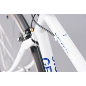 Equilibrium Large Steel Road Bike – Lightweight Reynolds 725 Frame, Classic Design (White) 12 Equilibrium Large Steel Road Bike White toptube