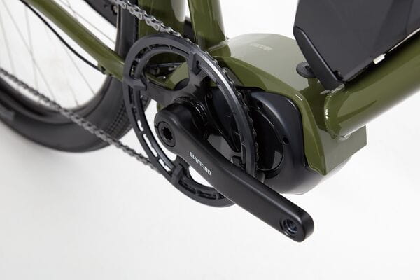 Genesis Smithfield Large Green E-Bike Shimano crankset