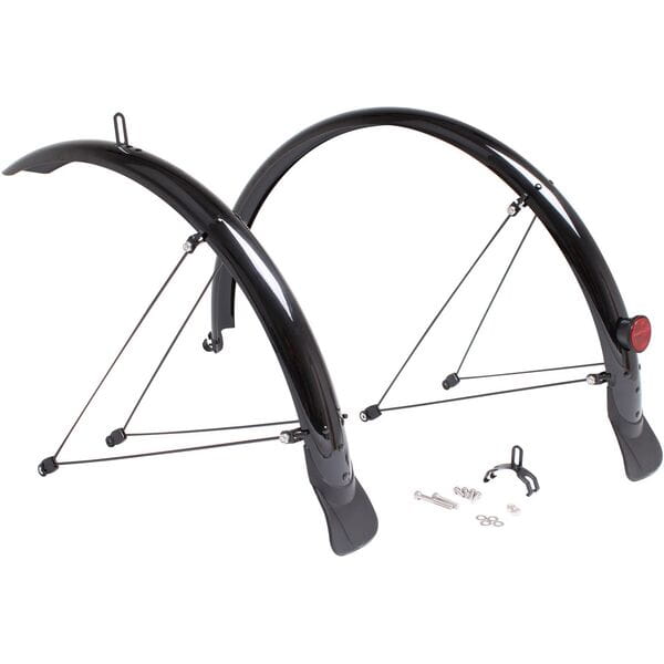 Stainless fittings included with Premium Full Length Mudguards 700 x 60 mm in black