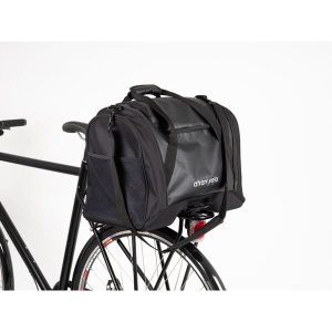 Pulse AVS Duffle Bag – Black – 36L Spacious Water-Resistant Travel & Gym Bag – Blue Door Bicycles 6 Rear view of Pulse AVS Duffle Bag in black with AVS mounting system