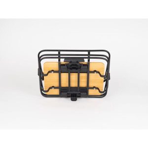 Retro Bike Basket with Adjustable Buckles and AVS Mounting System - 8 Litre, Bamboo Base, Black - Perfect for Easy Bike Rides 5 Bottom view of Retro Bike Basket 8L with bamboo base and AVS mounting system