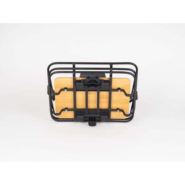 Bottom view of Retro Bike Basket 8L with bamboo base and AVS mounting system