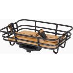 Retro Bike Basket with Adjustable Buckles and AVS Mounting System - 8 Litre, Bamboo Base, Black - Perfect for Easy Bike Rides 1 Close-up of adjustable buckles on Retro Bike Basket for secure attachment