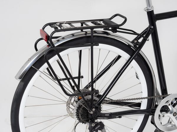 Tour AVS Lite BS 700c Rear Pannier Rack in black mounted on bike