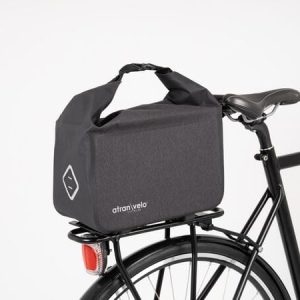 TRAVEL Waterproof AVS Top Bag – Black – 10.5L Bike Bag with Reflective Badge & Light Holder – Blue Door Bicycles 6 Rear view of TRAVEL Waterproof AVS Top Bag in black with light holder