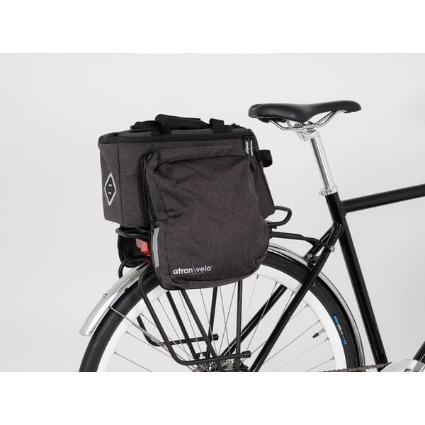 Expandable mini-panniers of ZAP Top AVS Bag in black fully opened